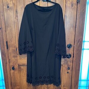 Black Dress with Floral Cutout Sleeves